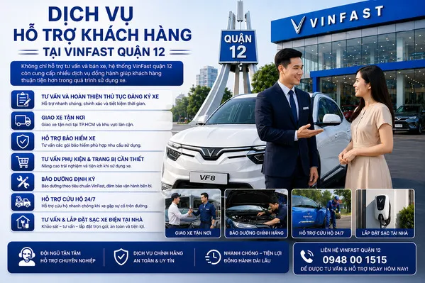 dịch vụ hỗ trợ khách hàng khi mua xe VinFast quận 12