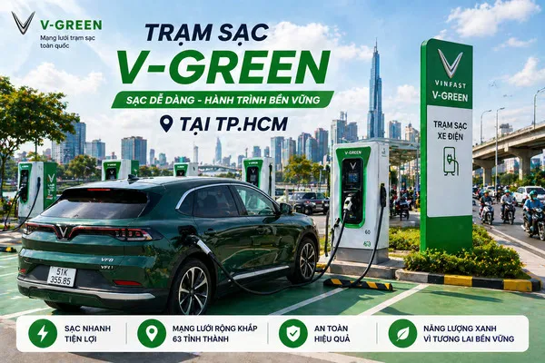 Miễn phí sạc tại trạm sạc V GREEN TP.HCM